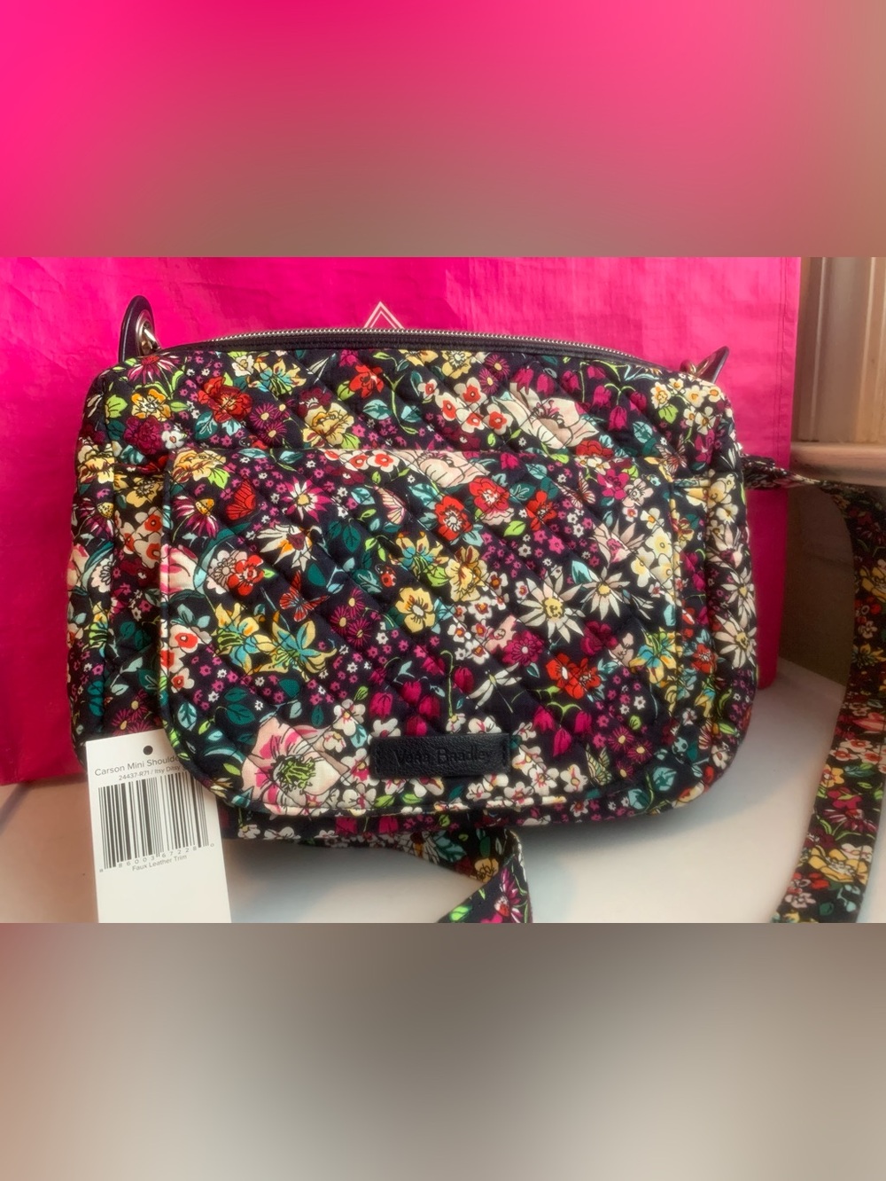 Vera Bradley Mini Carson Shoulder Crossbody Itsy Ditsy Actual  Dark Navy